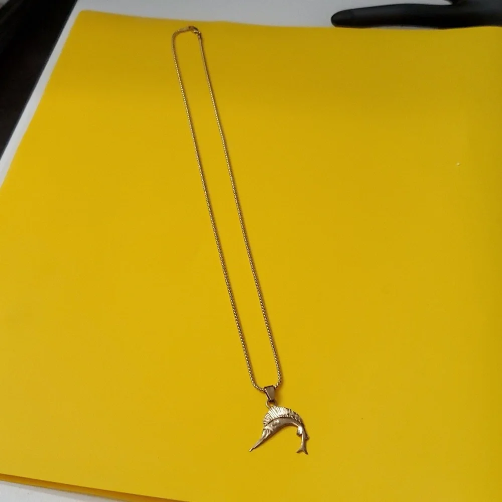 Nautical 14K Gold Fish Sail Fish Fisherman Fishing Pendant